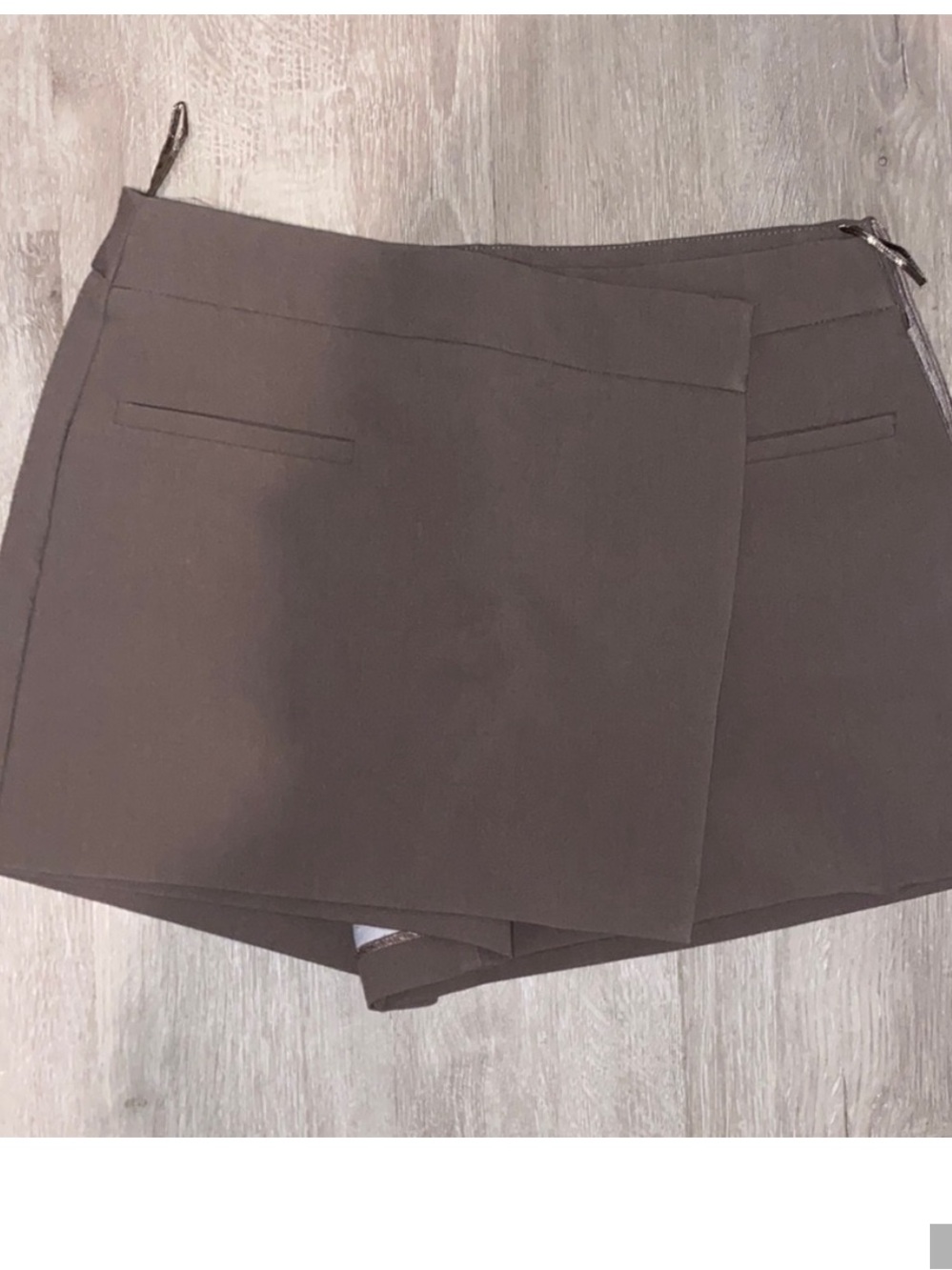 Zara Taupe Wrap-Front Skort